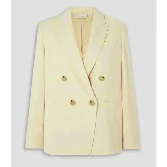New Vince Crepe Cream Winter White Double-Breasted Oversized Blazer Size 12 - Picture 5 of 13